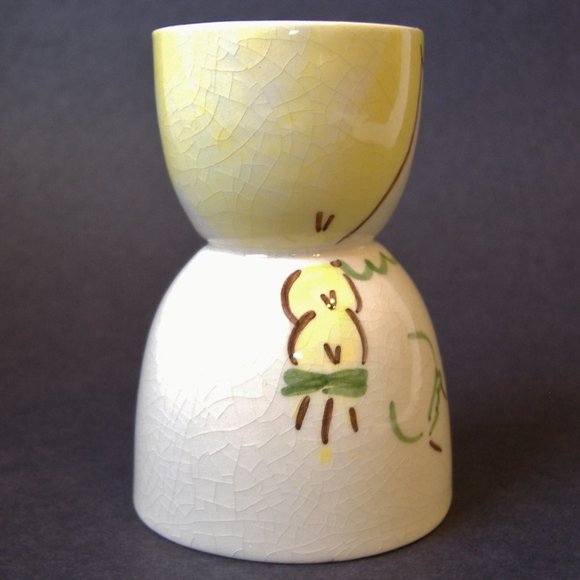 2 Egg Cups Woman Girl Mother Daughter Pair Vintage Ceramic Porcelain Collectible - Picture 3 of 8